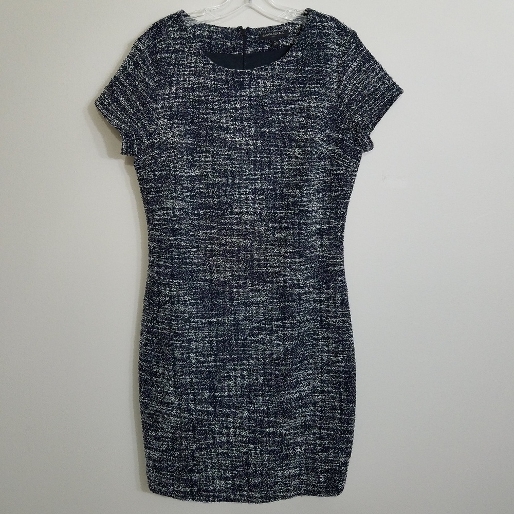 Black & White Tweed Short Sleeve Career Dress